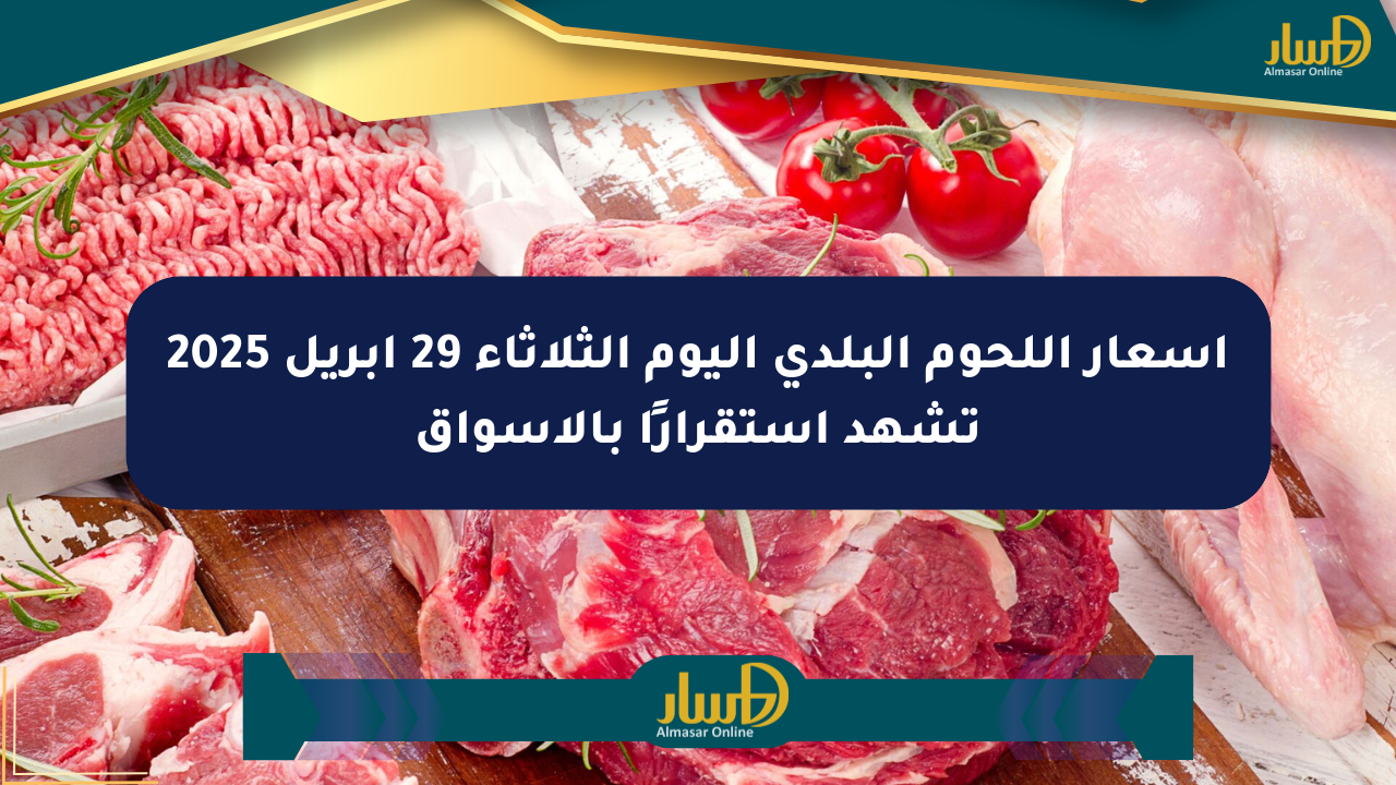 أسعار اللحوم البلدي اليوم الثلاثاء 29 أبريل 2025 تشهد استقرارًا بالأسواق